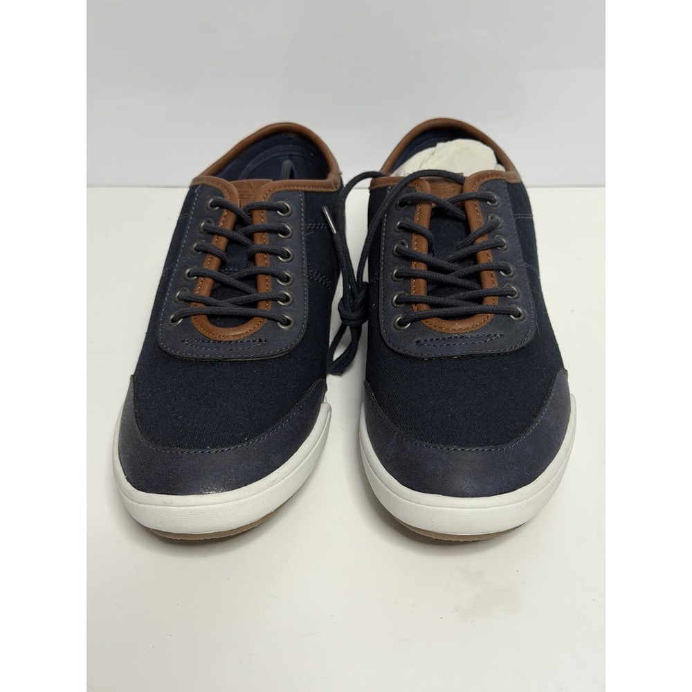 Aldo Mens Navy Blue Brown Round Toe Low Top Lace-Up Sneaker Shoes Size 8 New